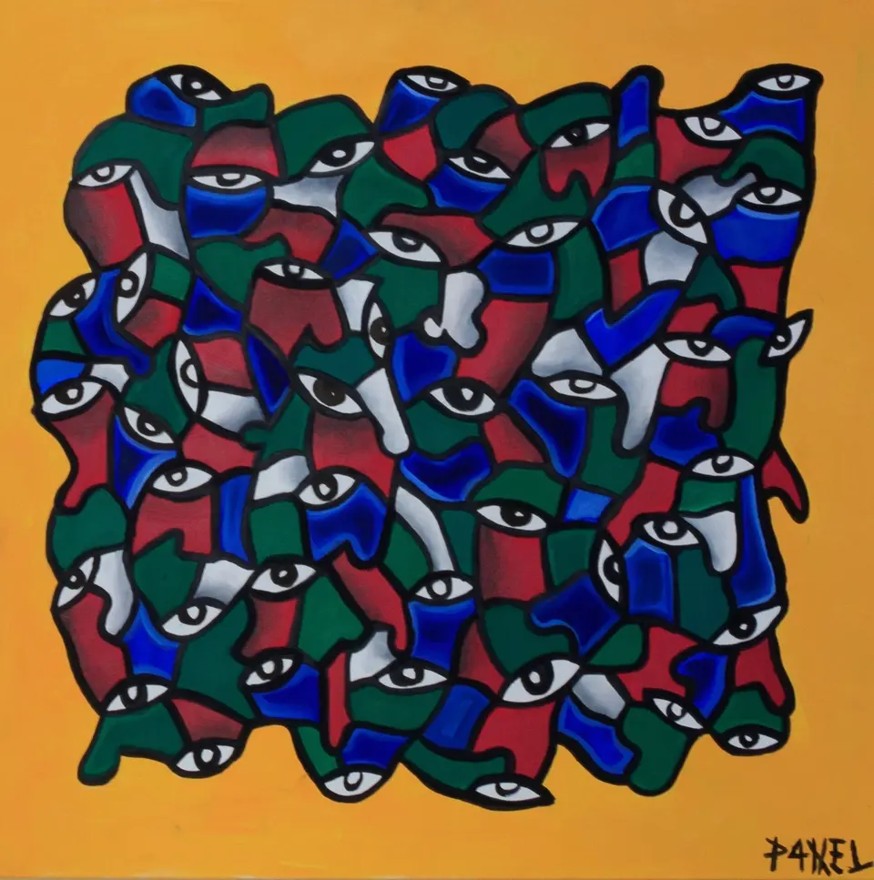 QUADRIPTYQUE 1/4, huile sur toile, 2023, par P4NEL
