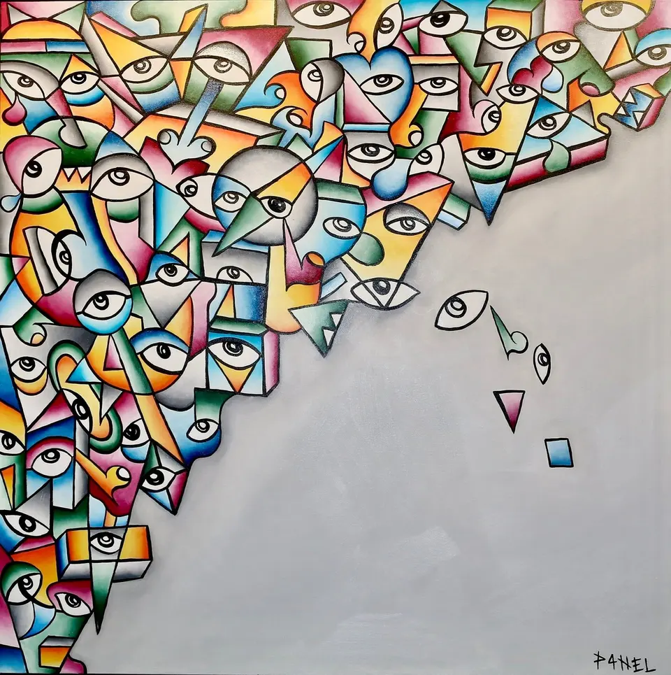FISSURATION, huile sur toile, 2025, par P4NEL