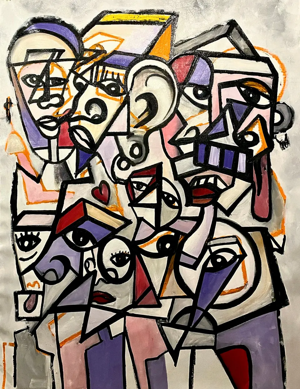STICK OUT, techniques mixtes sur toile, oil stick, peinture à l'huile, acrylique, 2024, par P4NEL