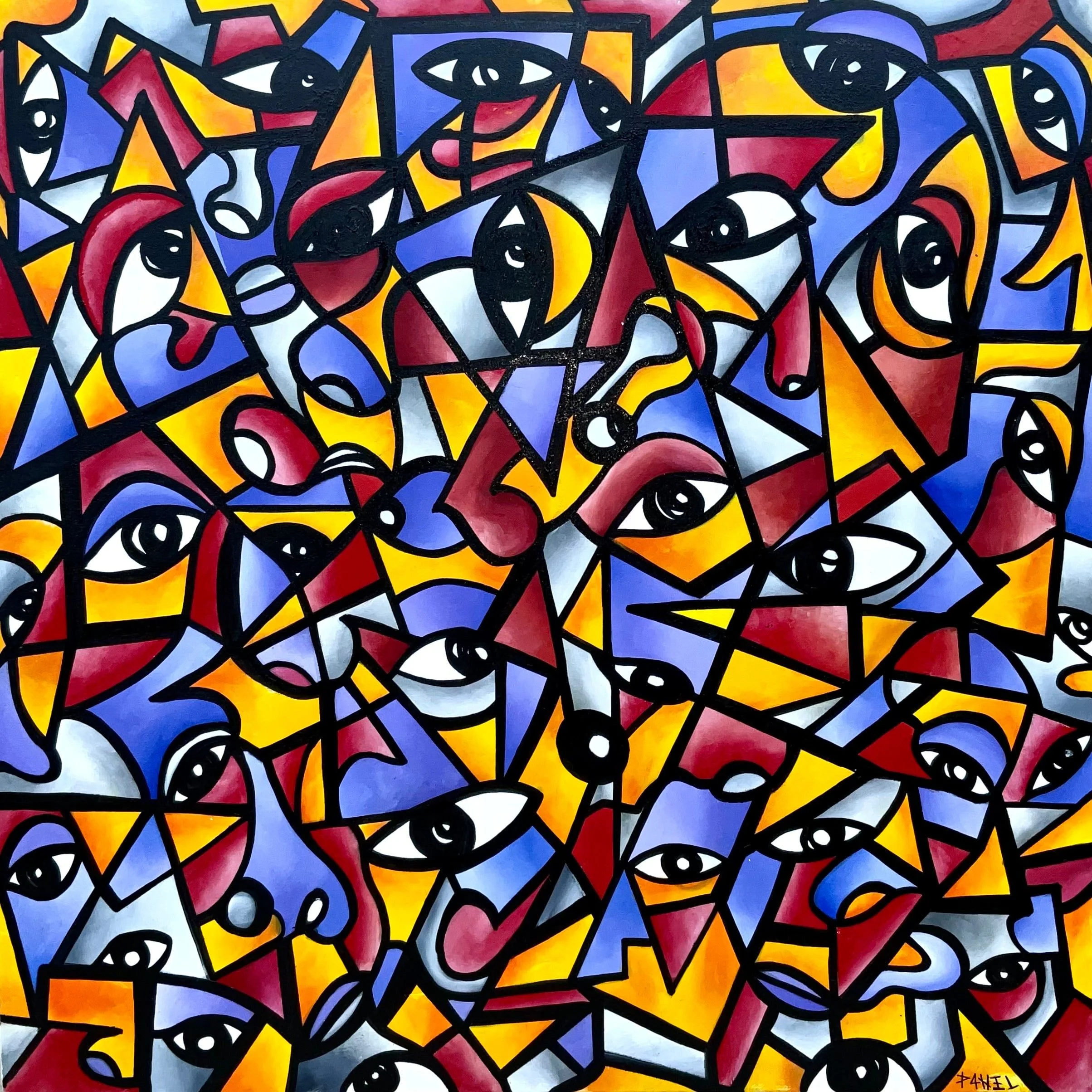 ORANGE AND PURPLE, huile sur toile, 2022, par P4NEL