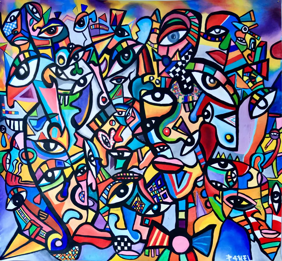 COLORISATION, huile sur toile, 2022, par P4NEL