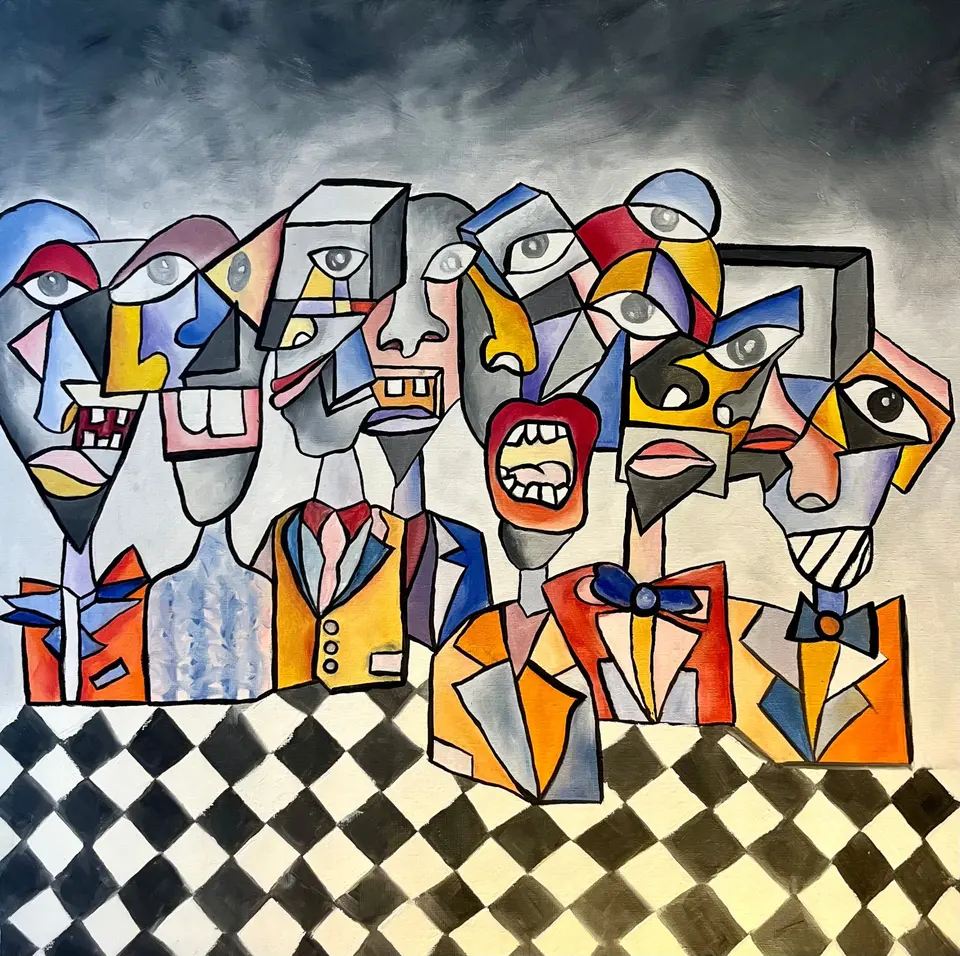 CHESS, huile sur toile, 2024, par P4NEL