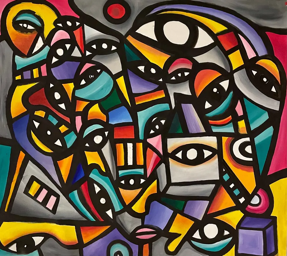 UNITED, huile sur toile, 2022, par P4NEL