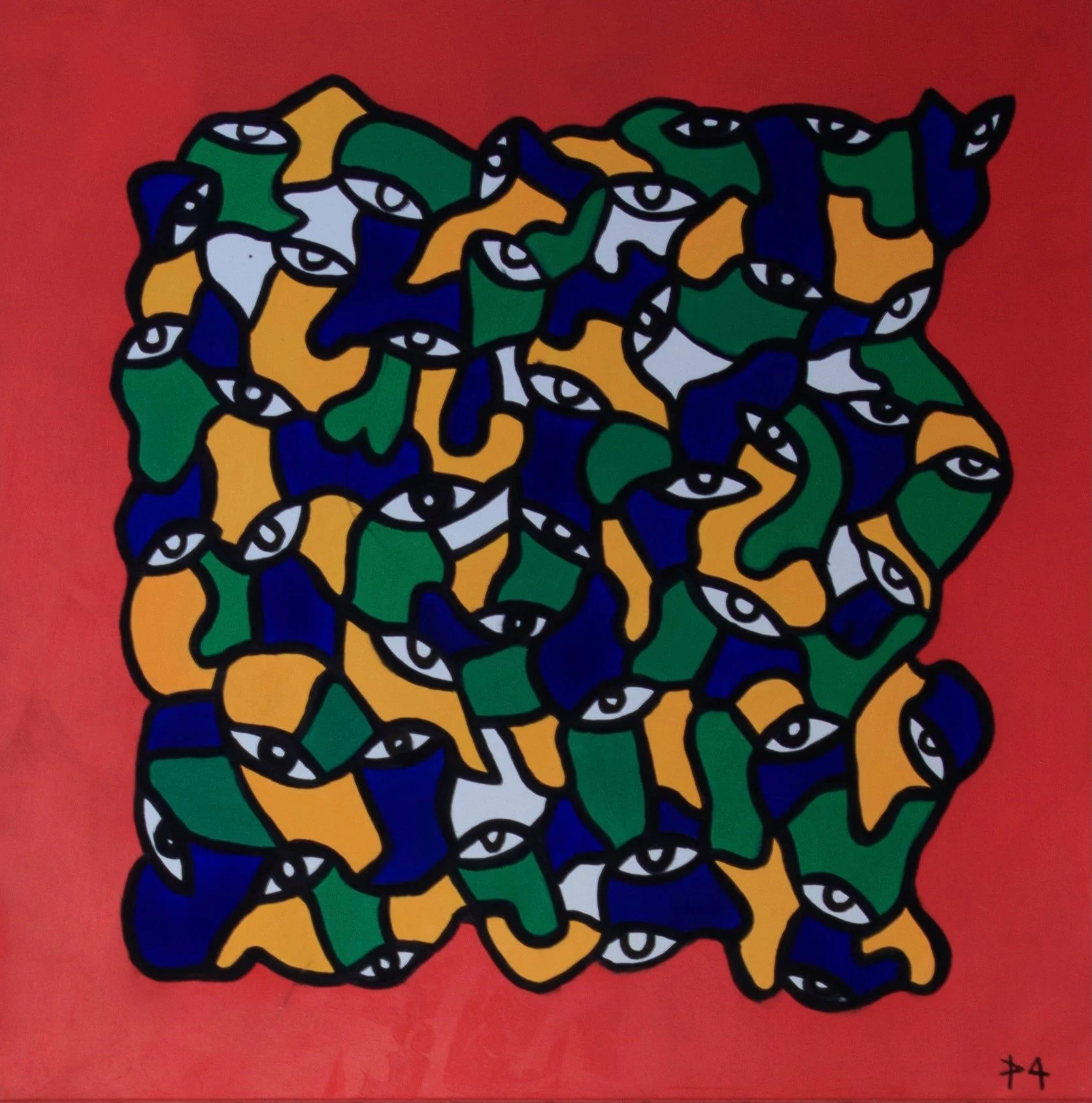 QUADRIPTYQUE 2/4, huile sur toile, 2023, par P4NEL