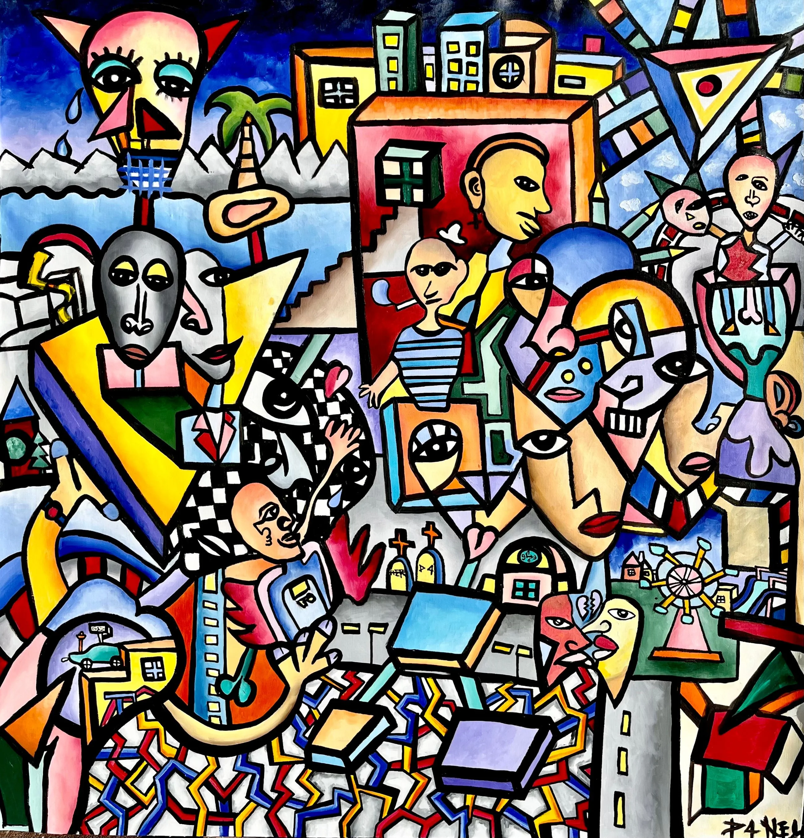 HEART BREAK, huile sur toile, 2022, par P4NEL
