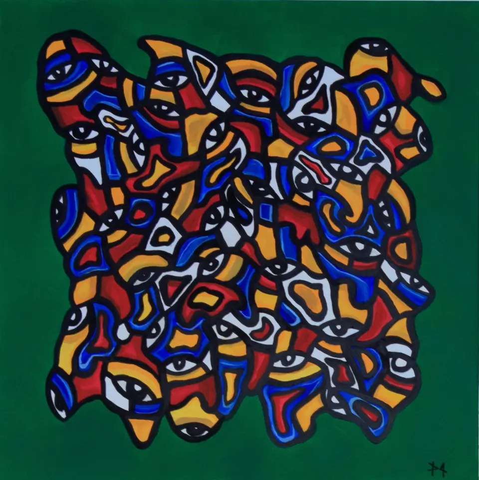 QUADRIPTYQUE 3/4, huile sur toile, 2023, par P4NEL