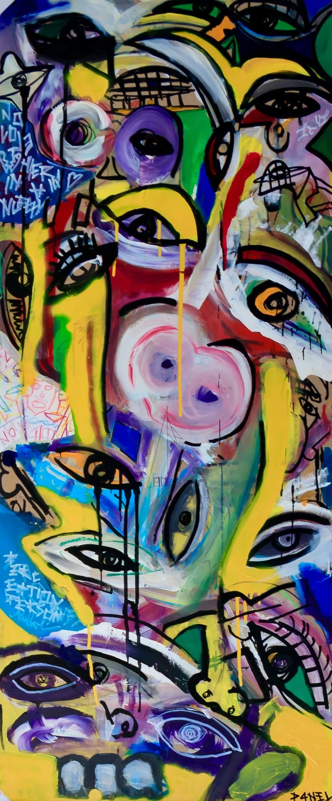 THE MONKEY CLOWN, techniques mixtes, pastel gras, acrylique, spray, par P4NEL